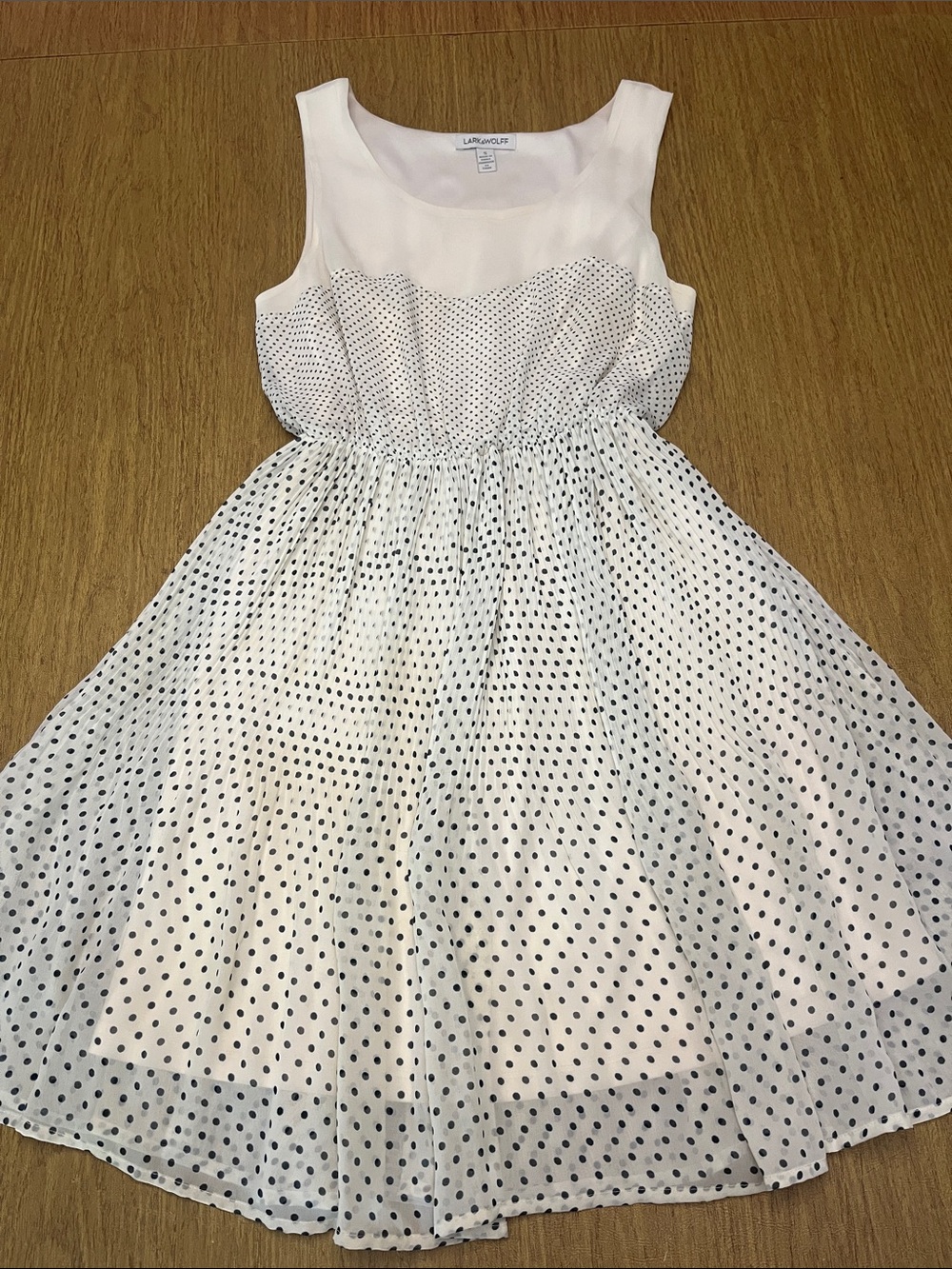 Lark and Wolff Cream Polka Dot Sleeveless Fit & Flare Girls Dress, Sz S